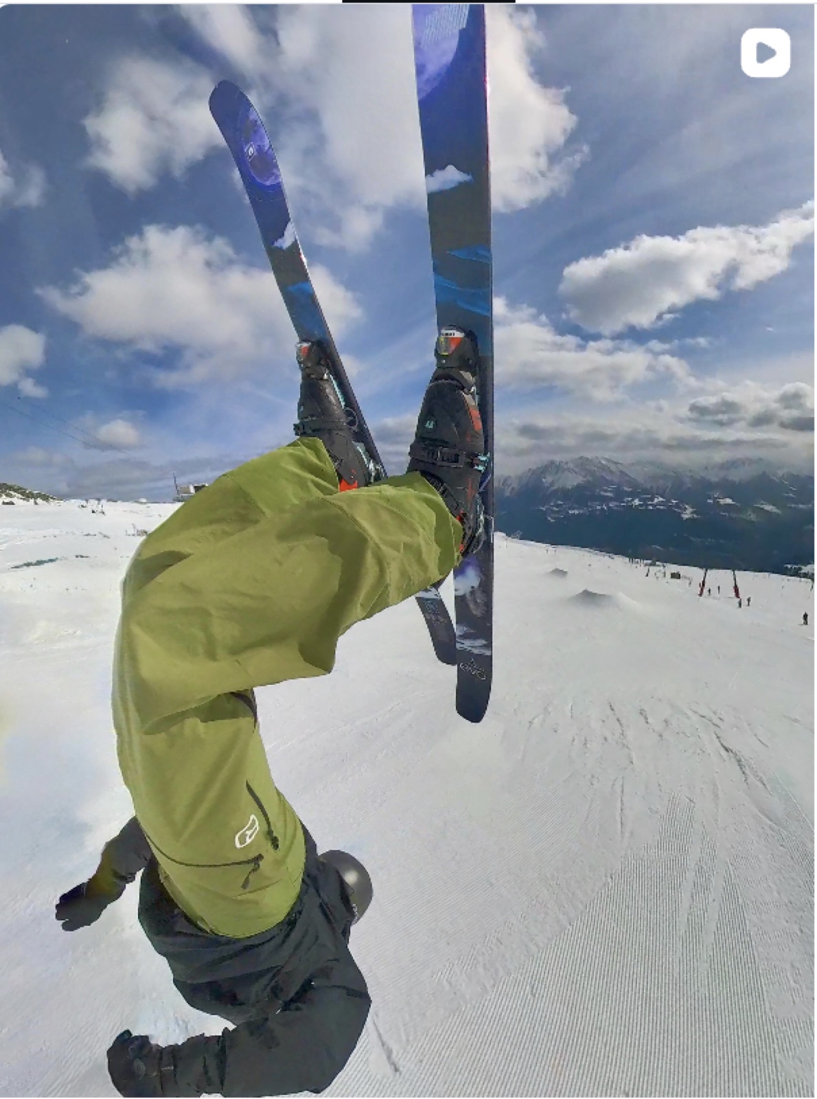 Backflip on skis, Switzerland, this past winter.
